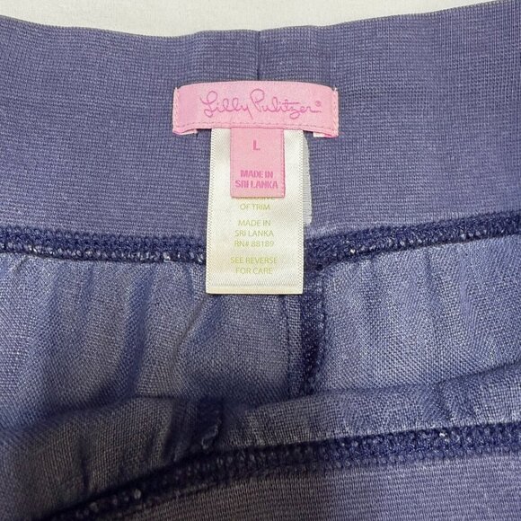 Lilly Pulitzer Linen Pants Navy Blue Drawstring Waist Sz L EUC - Picture 5 of 10
